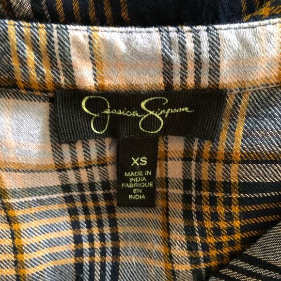 Jessica Simpson Jenna Womens Boho Hi-Lo Plaid Notch-Neck Pullover Top Small - Picture 7 of 12